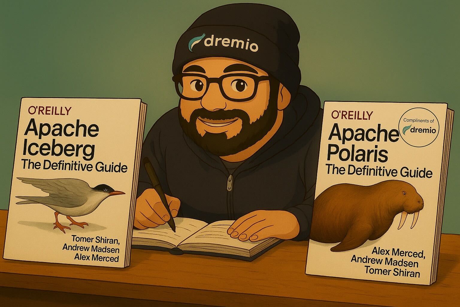 Alex Merced with O'Reilly books