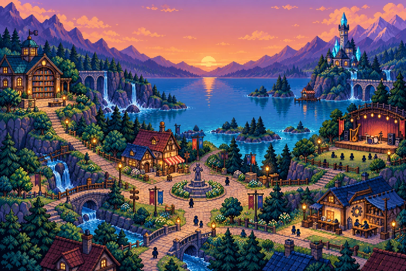 Pixel-art landscape from The Merced Odyssey